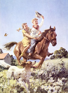 Cowboy and Cowgirl Horse Poster