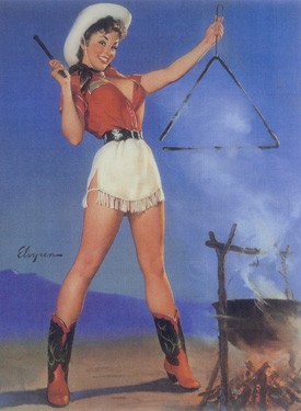 Cowgirl Barbeque Pin Up Girl Poster